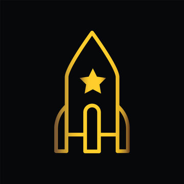 gold rocket, icon, template, vector, flat, logo, trendy, collection