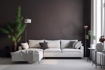 interior background luxury modern render grey light apartment carpet decor. Generative AI.