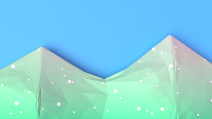 Geometric Object Resembling Mountains or Hills. Simple Colorful Background. 3D rendering