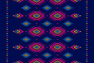 Ethnic ikat seamless pattern in tribal. Aztec geometric ethnic ornament print. Ikat pattern style. Design for background, wallpaper, illustration, fabric, clothing, carpet, textile, batik, embroidery.