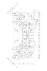 Vector architectural project of a residential multistory building floor plan with a nursery