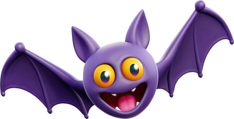 3D Rendering Halloween Illustration - Flying Purple Bat
