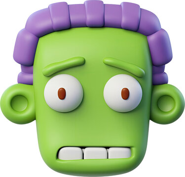 3D Rendering Halloween Illustration - Head of Green Zombie