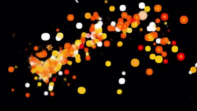 Yellow particle Christmas transition flying fast at the center