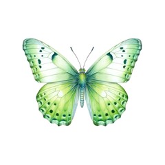 Obraz na płótnie Canvas Watercolor illustration of a light green butterfly isolated on white background. Generative AI.