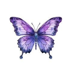 Watercolor illustration of a purple butterfly isolated on white background. Generative AI.
