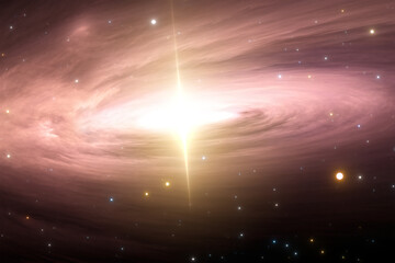 Bright quasar in deep space