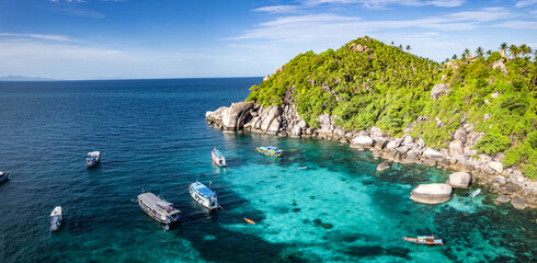 Aerial view of Shark Bay in koh Tao, Thailand