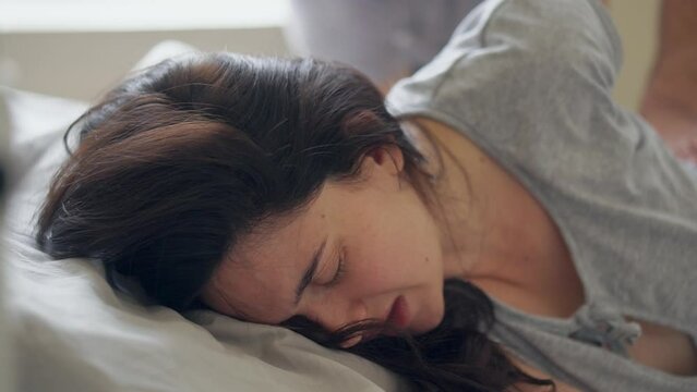 Pregnant woman suffering from pain during labor