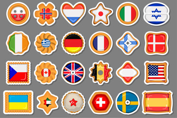 Set homemade cookie with flag country world in tasty biscuit