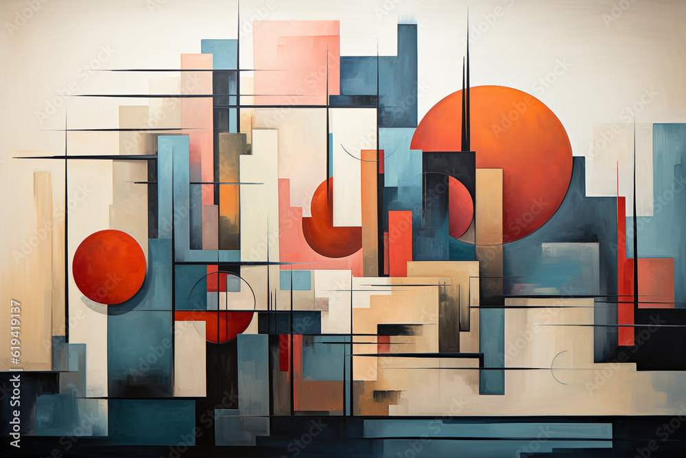 Aufkleber In this artwork, the Forbidden City is depicted in an abstract cubist style. The image deconstructs the complex into geometric planes and angular forms, Generative AI technology.