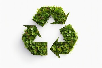 Recycling symbol with plants, environmental preservation concept. Generative AI
