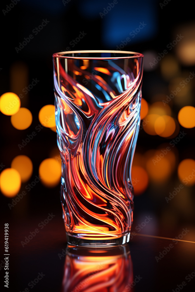 Poster An artistic rendering of an abstract geometric beer cup, showcasing a combination of clean lines and bold shapes. Generative AI technology.