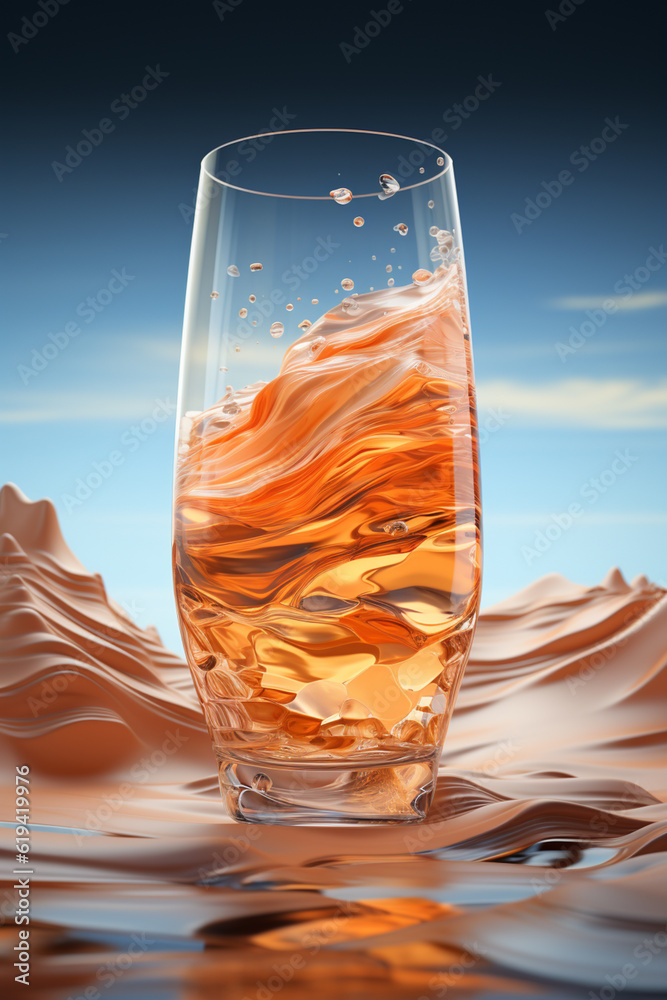 Aufkleber A graphic design of a geometric beer cup, utilizing a combination of angular and curved shapes to create a visually appealing composition.  Generative AI technology.