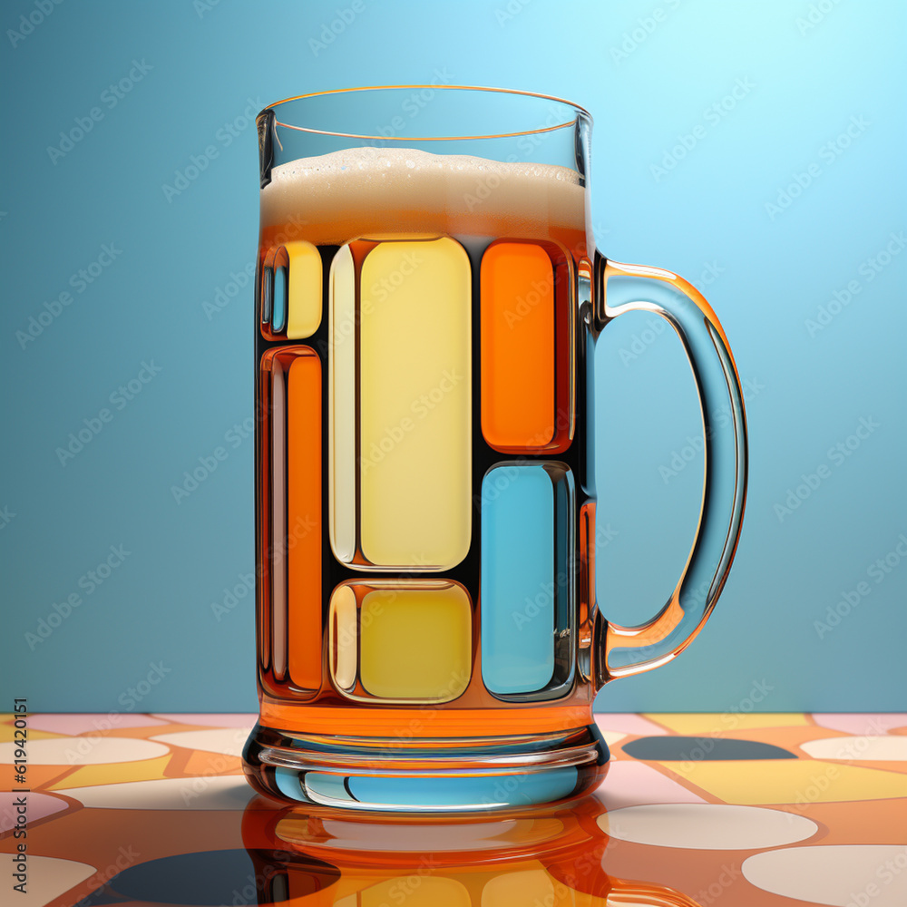 Poster he image utilizes clean lines and bold colors to depict the essential elements of the mug, creating 