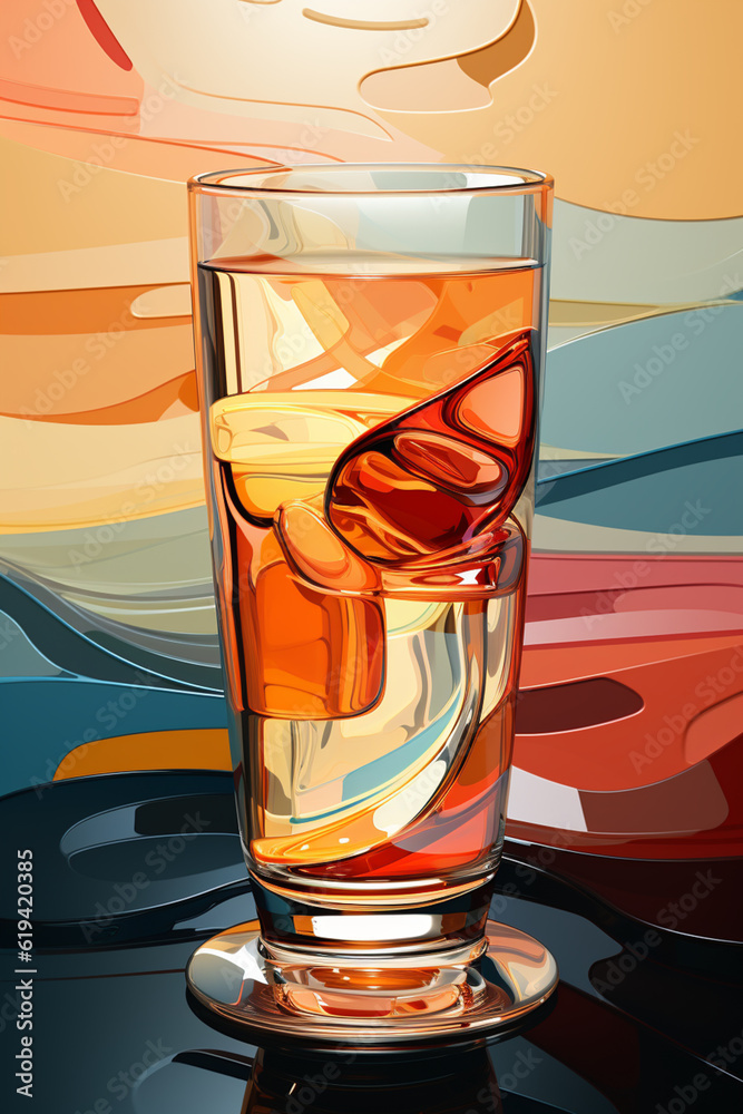 Poster The image showcases the cup as a work of art, with its structure and details depicted through a series of intersecting lines and shapes.  Generative AI technology.