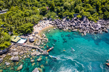 Aerial view of Ao Hin Wong beach in koh Tao, Thailand