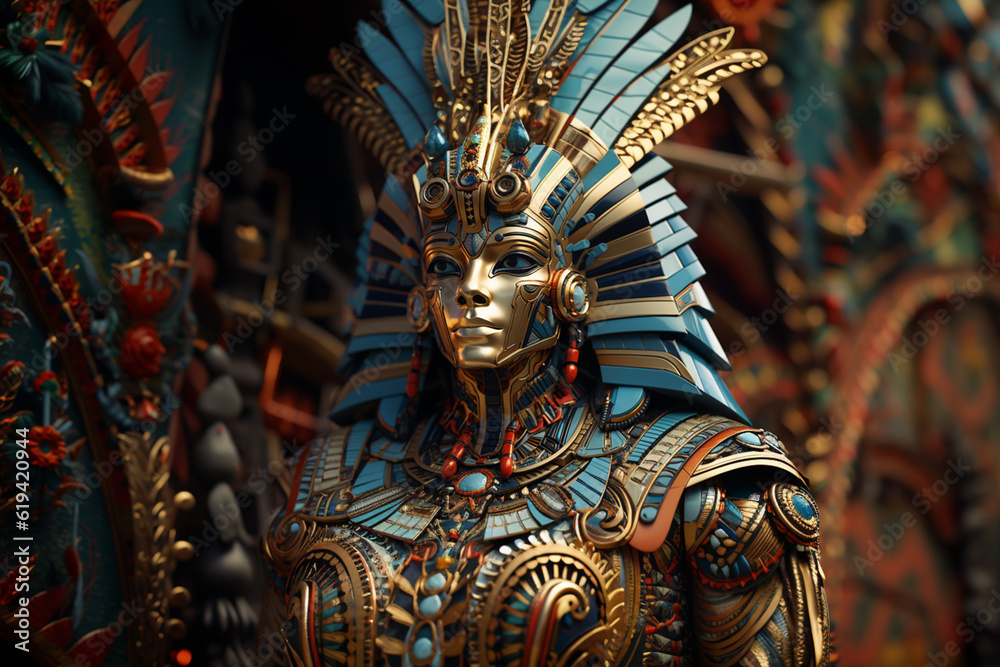 Aufkleber In this abstract representation, the Great Sphinx is transformed into a mosaic of abstract patterns and textures.  Generative AI technology.
