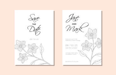elegant black and white save the date wedding invitation card template