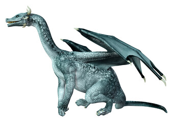 3D Rendering Fairy Tale Dragon on White