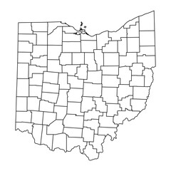 Ohio state map with counties. Vector illustration.