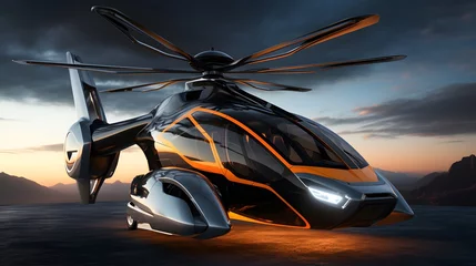 Foto op Canvas Modern futuristic helicopter concept © Altair Studio