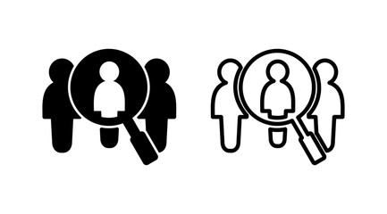 Hiring icon vector. search job vacancy icon. magnifying glass looking for people