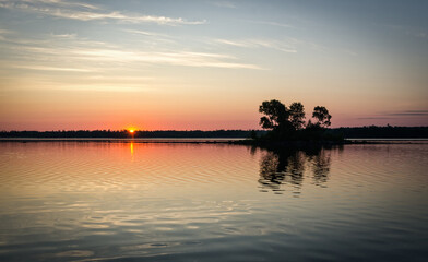 Summer lake sunrise in souther Sweden