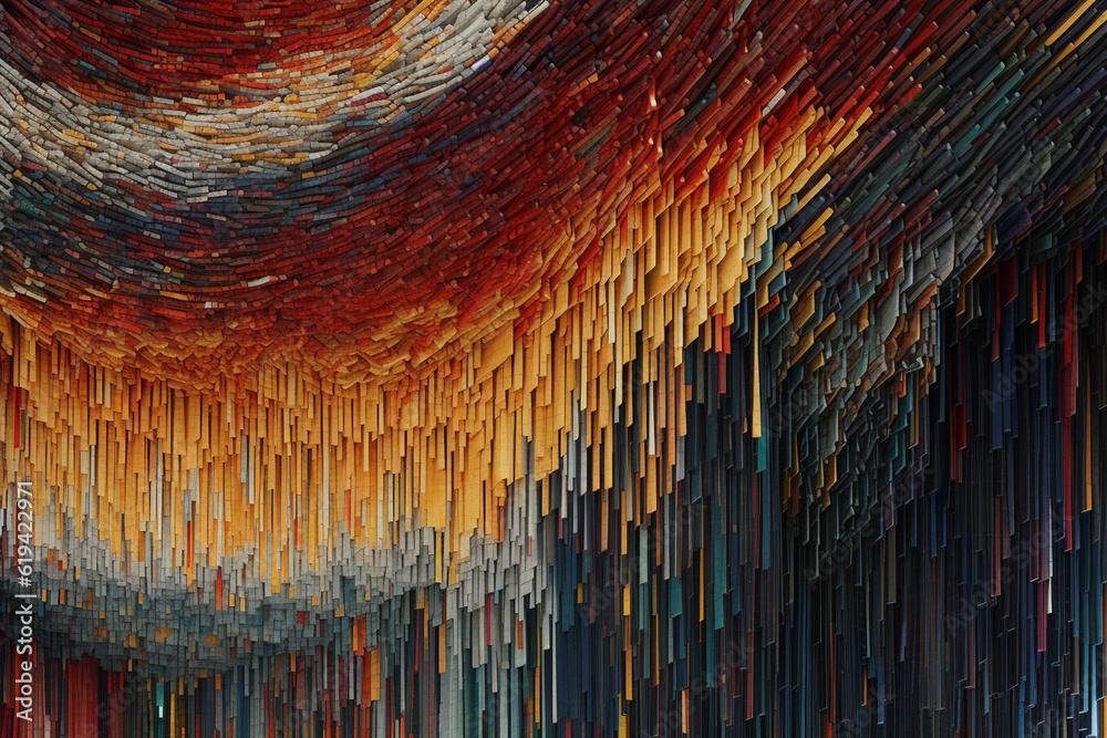 Poster A visualization of data integration as a tapestry, with threads representing different data sources woven together to create a cohesive and comprehensive data landscape. Generative AI technology.