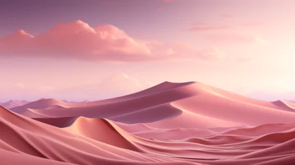 Fotobehang Lichtroze Sunrise in the desert. Abstract illustration. Generative Ai