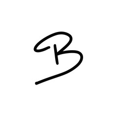 B letter Alphabetical letter illlustration on drawing on white background Cursive script