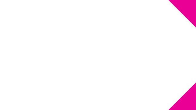 Animated pink background from triangular strips. Decorative magenta arrows move from left to right. Looped video. Geometric backdrop. Flat vector illustration isolated on a white background.