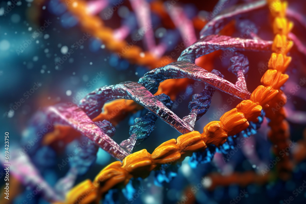 Poster A network of interlocking DNA strands, representing the complexity and intricacy of genetic information. Generative AI technology.