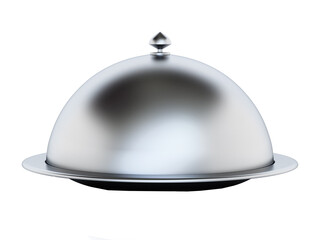 Silver colored serving plate. Transparent background. 3D illustration