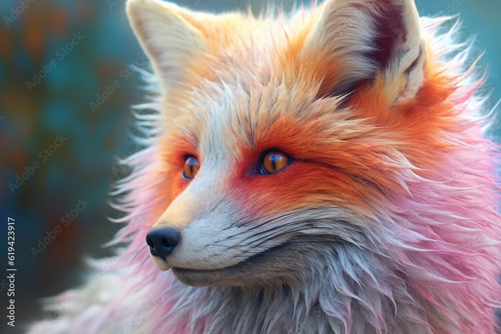 Poster a pastel fox with a fluffy coat and expressive eyes, its pastel palette capturing the elusive and en