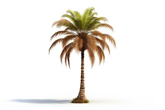Abstract elegance. Single closeup of beautiful palm tree on white background isolated. Natural beauty
