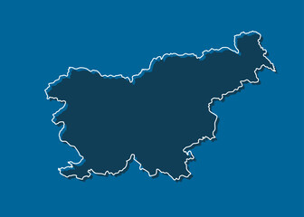 Vector outline map Slovenia, line border country