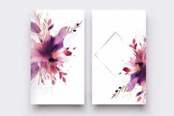 Multiple uses card :wedding invitation, thank you card,Business, rsvp, details,menu,welcome,boho DIY minimal template design with watercolor floral design, watercolor invitation, beautiful wfloral, in