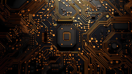 Fototapeta premium 3D Render: Circuit Board Detail. Generative AI