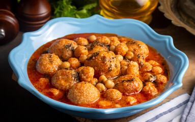 Traditional delicious Turkish foods; Bulgur soup (Turkish name; Anali Kizli, icli kofte)