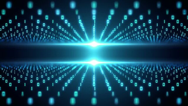 Binary code background with digital code grid looped