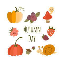 Autumn collection flat style. Vector illustration.