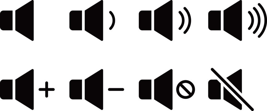 音量マークのシルエットアイコンセット