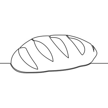 recommend clip art: Continuous line drawing long loaf bread bakery icon vector illustration concept