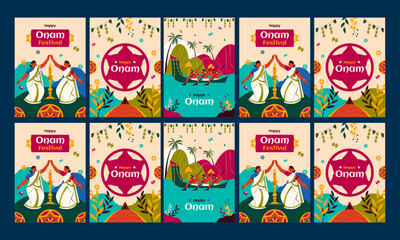 happy onam festival social media template vector design