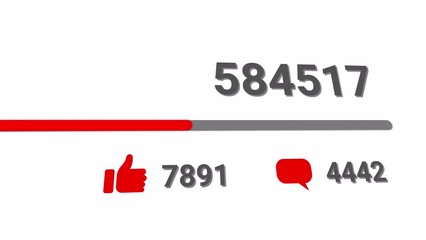 Close up Shot of number counting on social media followers, shares, likes, and comments. Success of influencer. Grow Social Media Activity. - Powered by Adobe