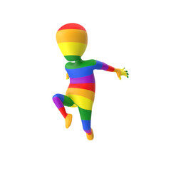 Stylized man in the colors of the rainbow LGBT flag. 