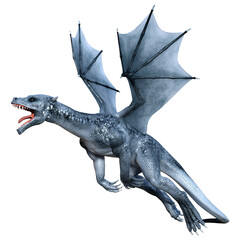 3D Rendering Fairy Tale Dragon on White