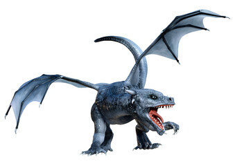 3D Rendering Fairy Tale Dragon on White