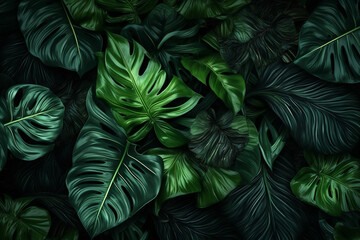 Naklejka na ściany i meble jungle tree green colourful close-up nature leaf forest tropical background palm. Generative AI.